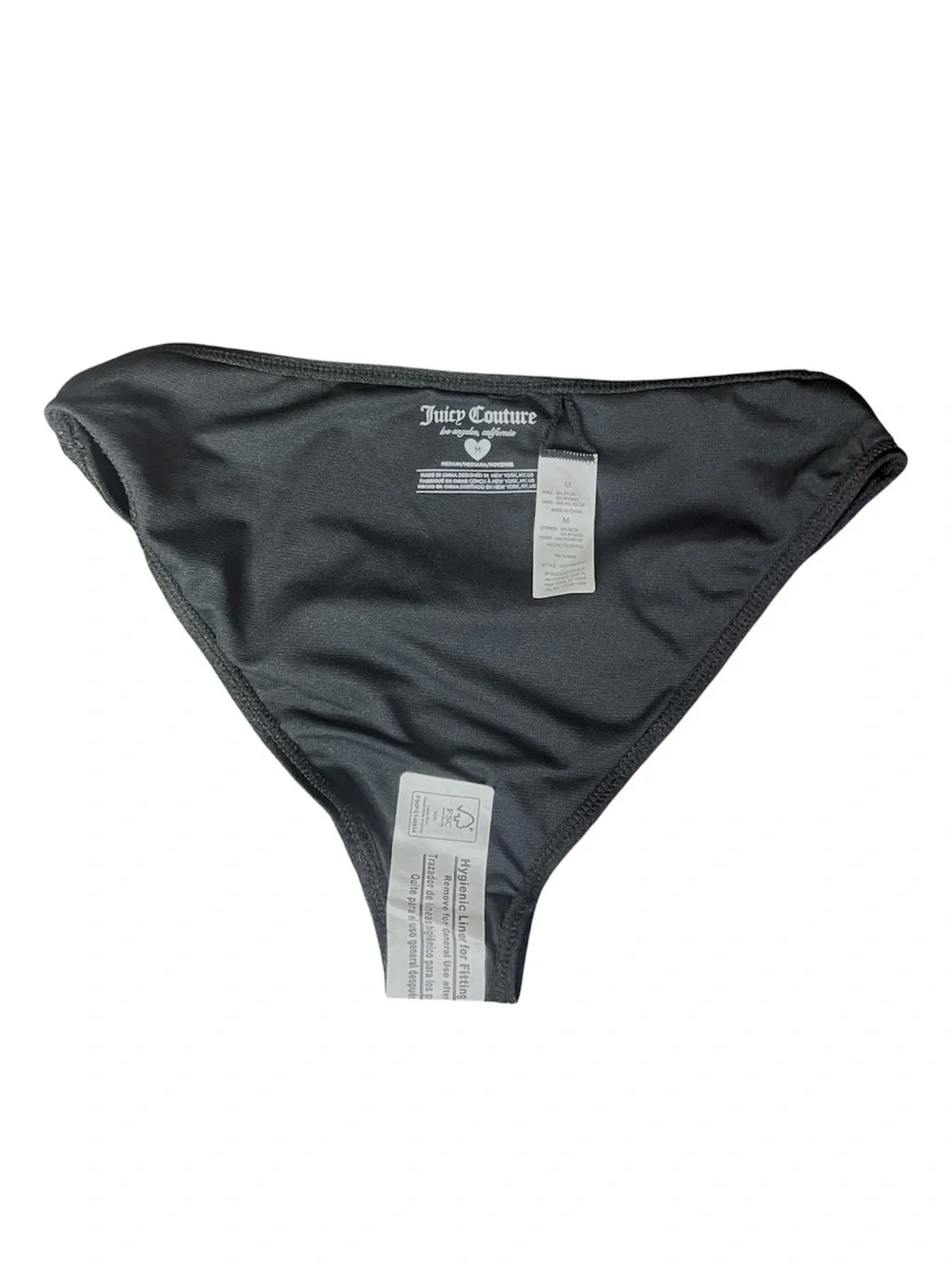 Juicy Couture 2-pc Bikini Black Triangle Tie-Strap Rhinestone Cherry Med NEW NWT